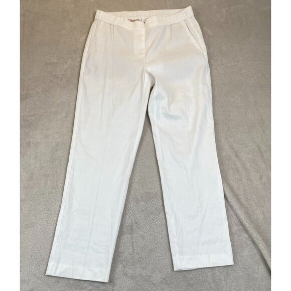 J.Jill Womens Straight Trouser Linen Blend Pants Small Off White Beach Summer - Picture 10 of 11